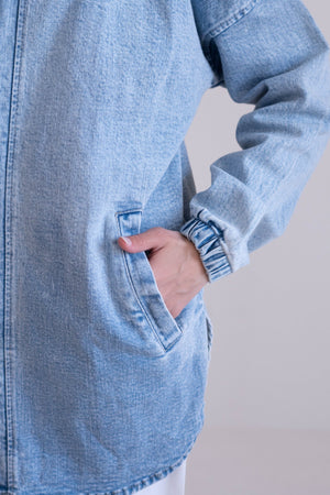A light blue oversized denim jacket - Lillyscarfofficial