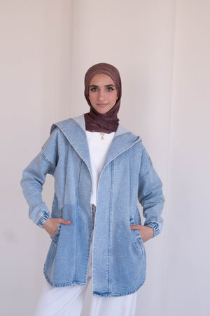 A light blue oversized denim jacket - Lillyscarfofficial