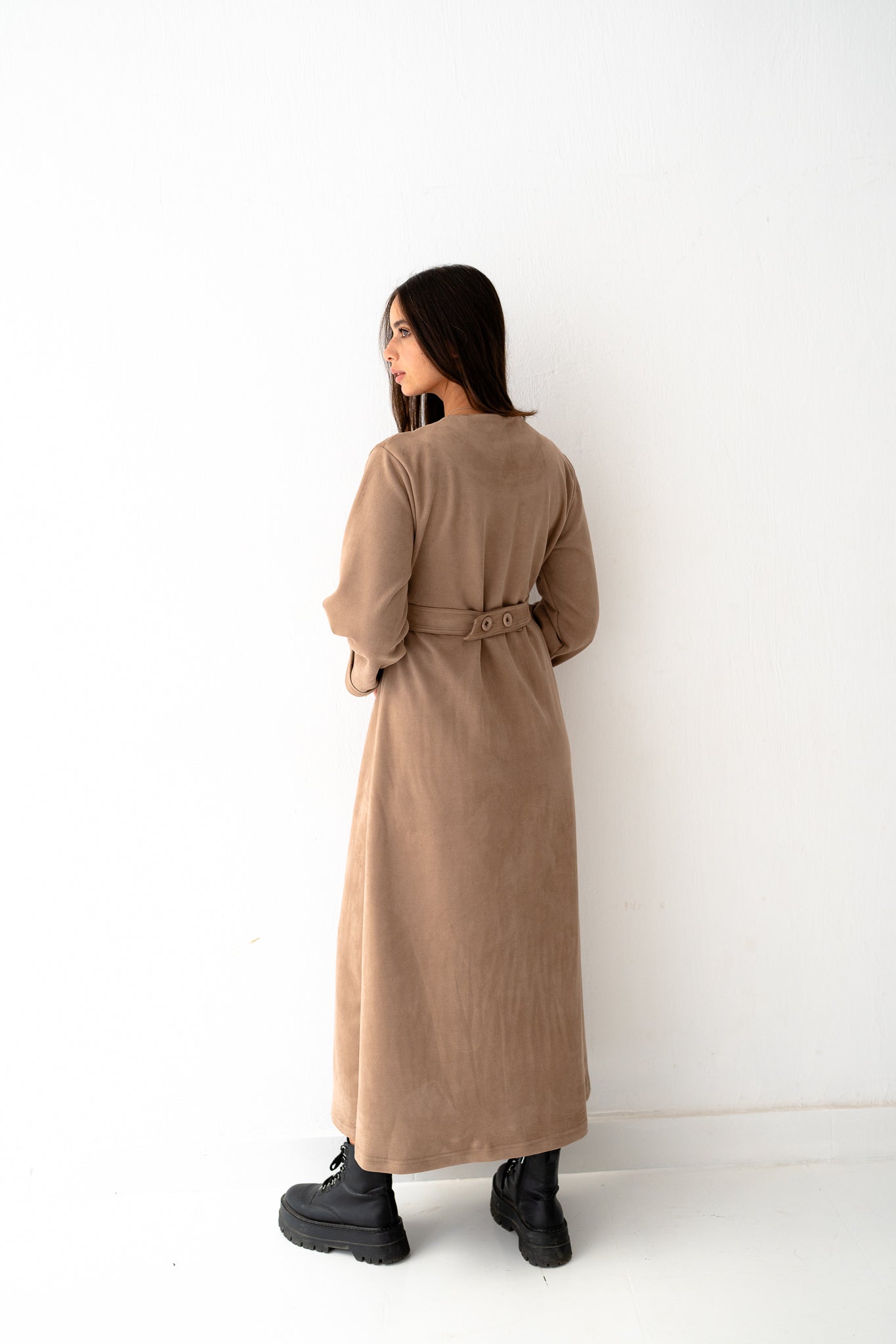 Café Latte Suede Dress - Lillyscarfofficial