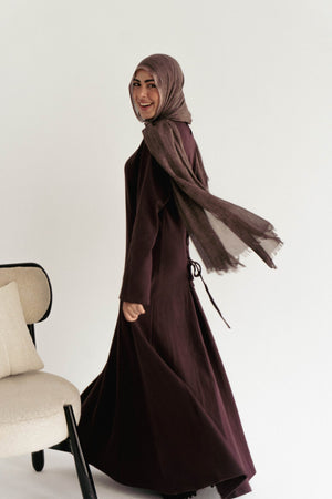 Cotton maxi dress in Wine - Lillyscarfofficial