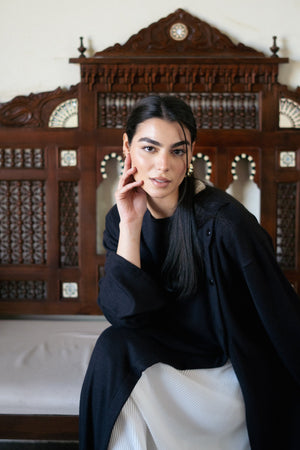 Knit Dress with Pleated Underlayer - Lillyscarfofficial