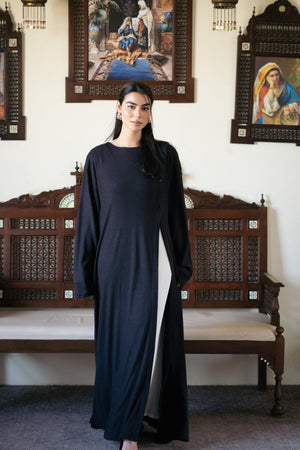 Knit Dress with Pleated Underlayer - Lillyscarfofficial