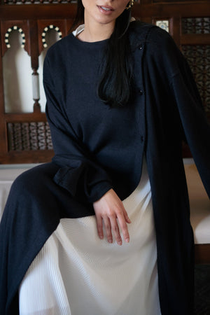 Knit Dress with Pleated Underlayer - Lillyscarfofficial