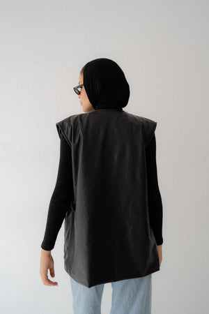 LEATHER BELTED VEST - Lillyscarfofficial