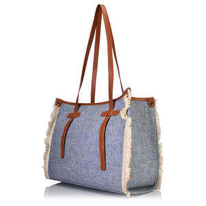 Lilly Denim Fringe Tote - Lillyscarfofficial