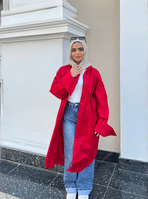 Oversized Cotton Poplin Shirt - Lillyscarfofficial