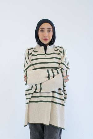 Soft Striped Pullover in olive - Lillyscarfofficial