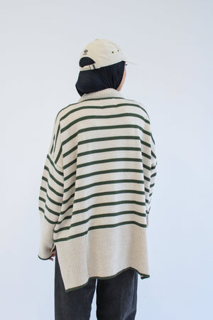 Soft Striped Pullover in olive - Lillyscarfofficial