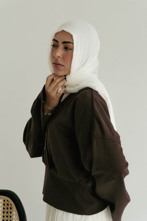 The wrap cozy top in Brown - Lillyscarfofficial