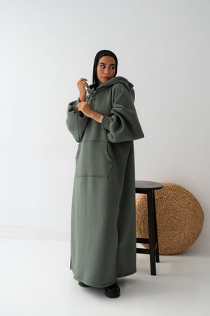 Winter Stroll dress in olive - Lillyscarfofficial