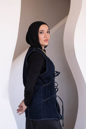 yascelina tie - front top in denim - Lillyscarfofficial