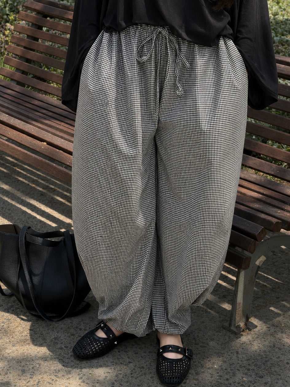 Gingham Balloon Pants