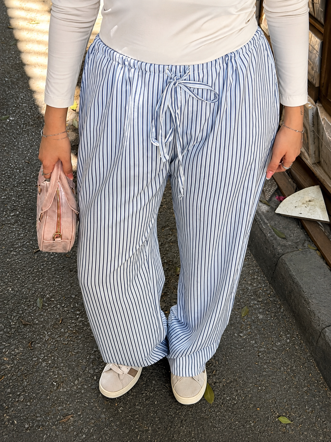 STRIPED WIDE-LEG TROUSERS