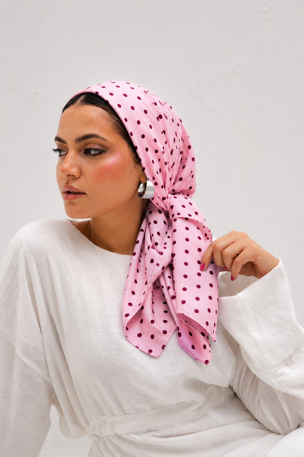 Polka-Dot Square Scarf In Pink