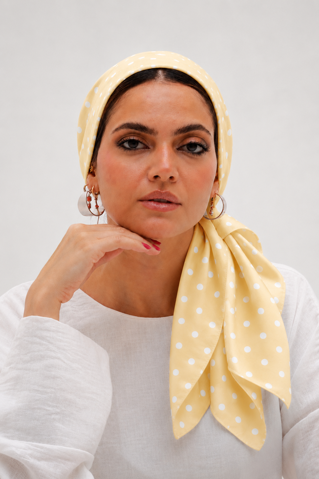 Polka-Dot Square Scarf In Yellow