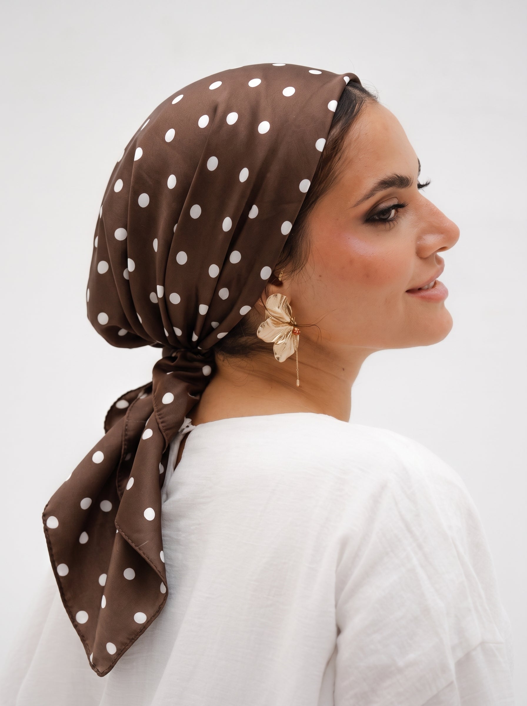 Polka-Dot Square Scarf In Brown