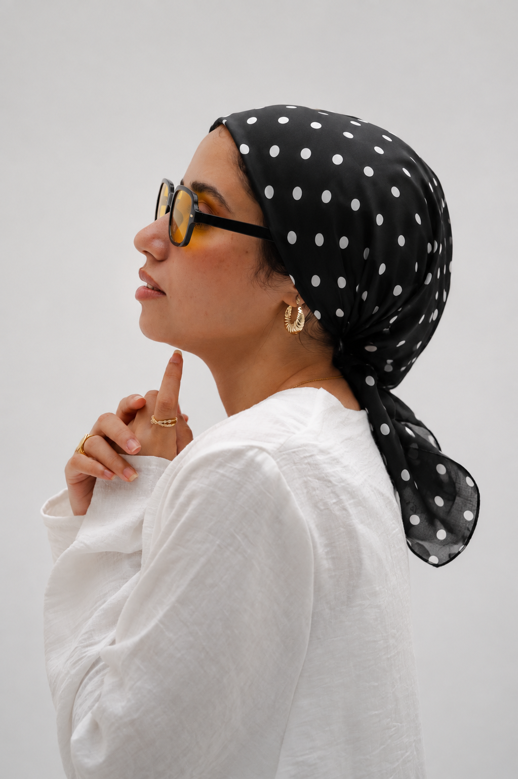 Polka-Dot Square Scarf In Black