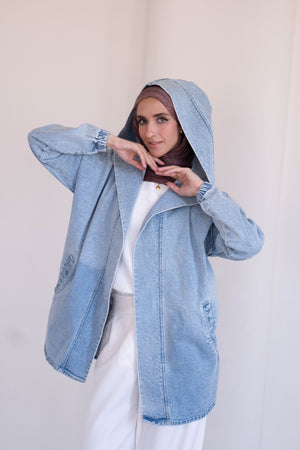 A light blue oversized denim jacket - Lillyscarfofficial