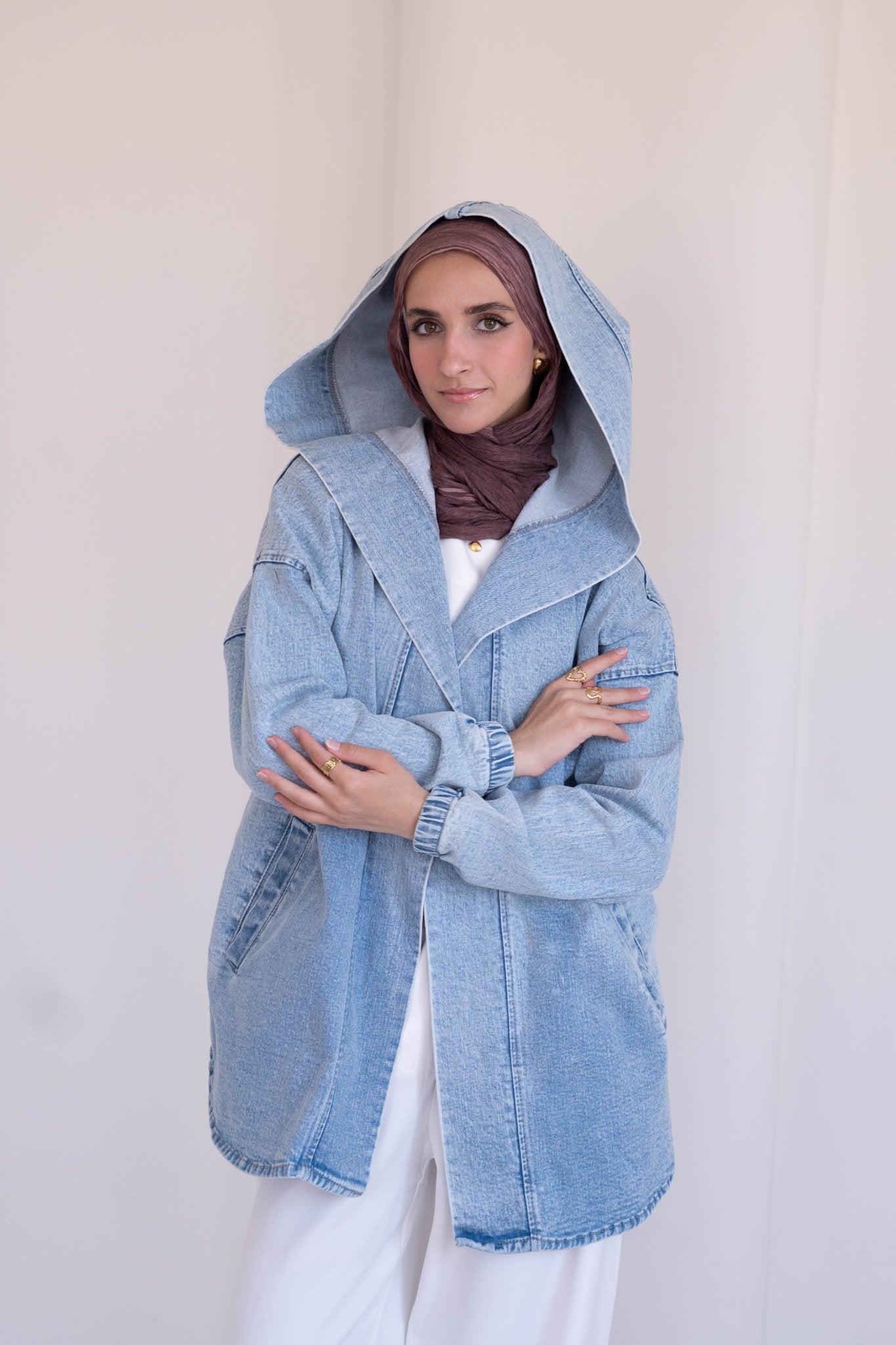 A light blue oversized denim jacket - Lillyscarfofficial