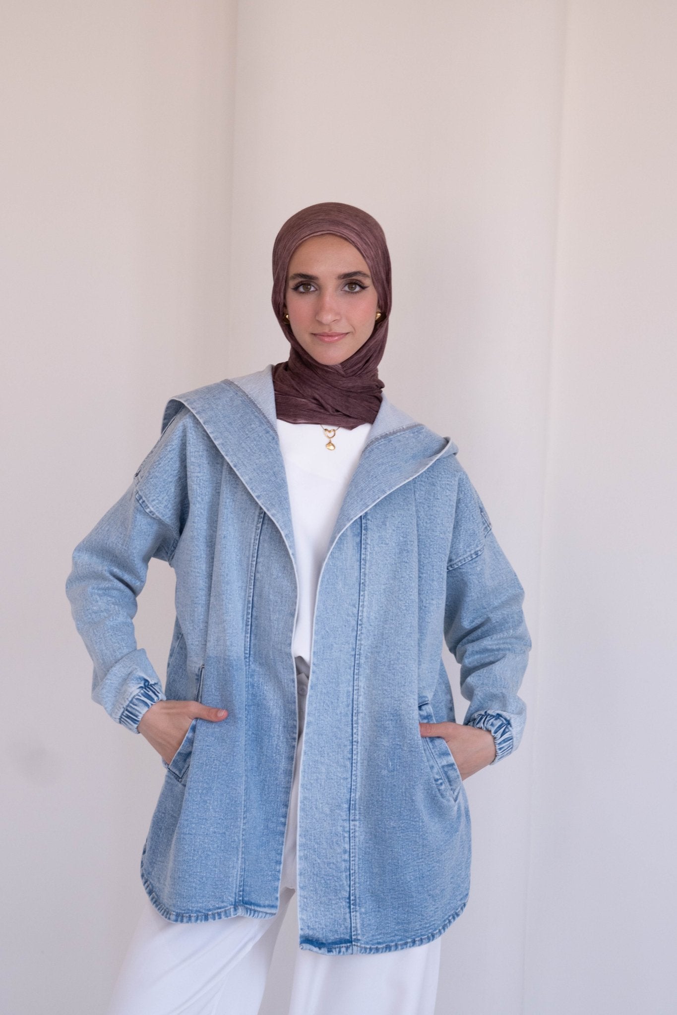 A light blue oversized denim jacket - Lillyscarfofficial