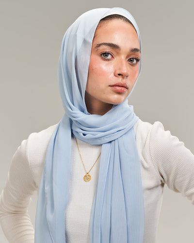 Baby Blue Chiffon Dubeta - Lillyscarfofficial