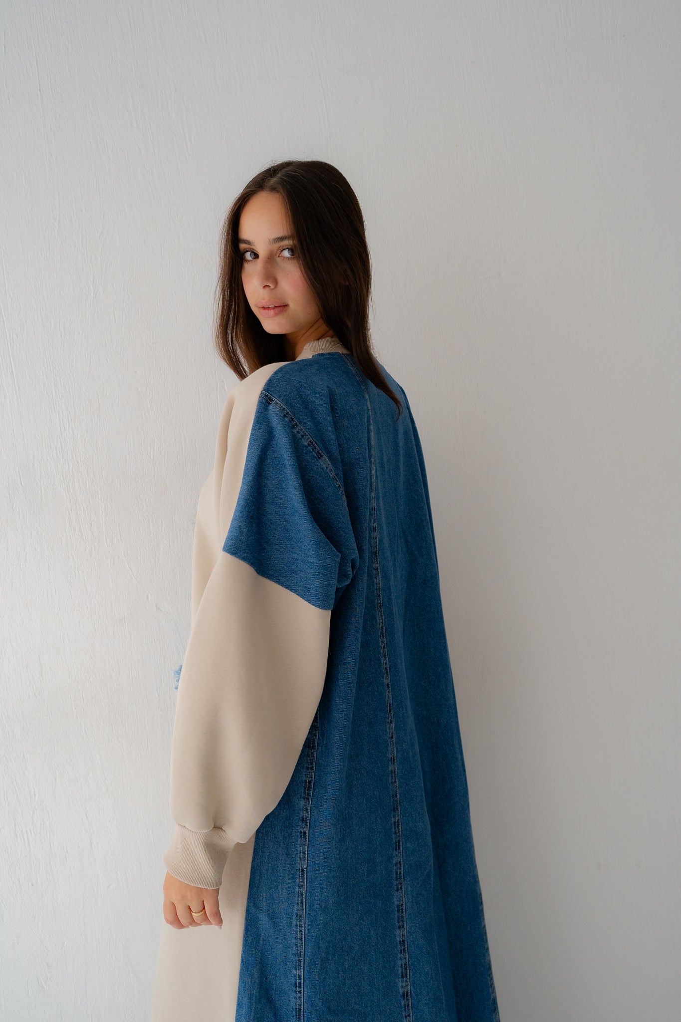 Back in Blue dress in beige - Lillyscarfofficial