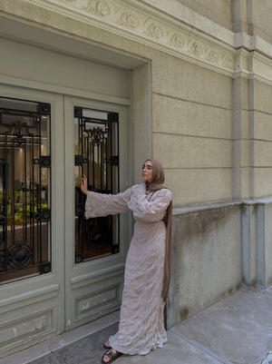 BEIGE CRINKLED DRESS - Lillyscarfofficial