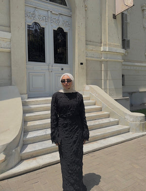BLACK CRINKLED DRESS - Lillyscarfofficial
