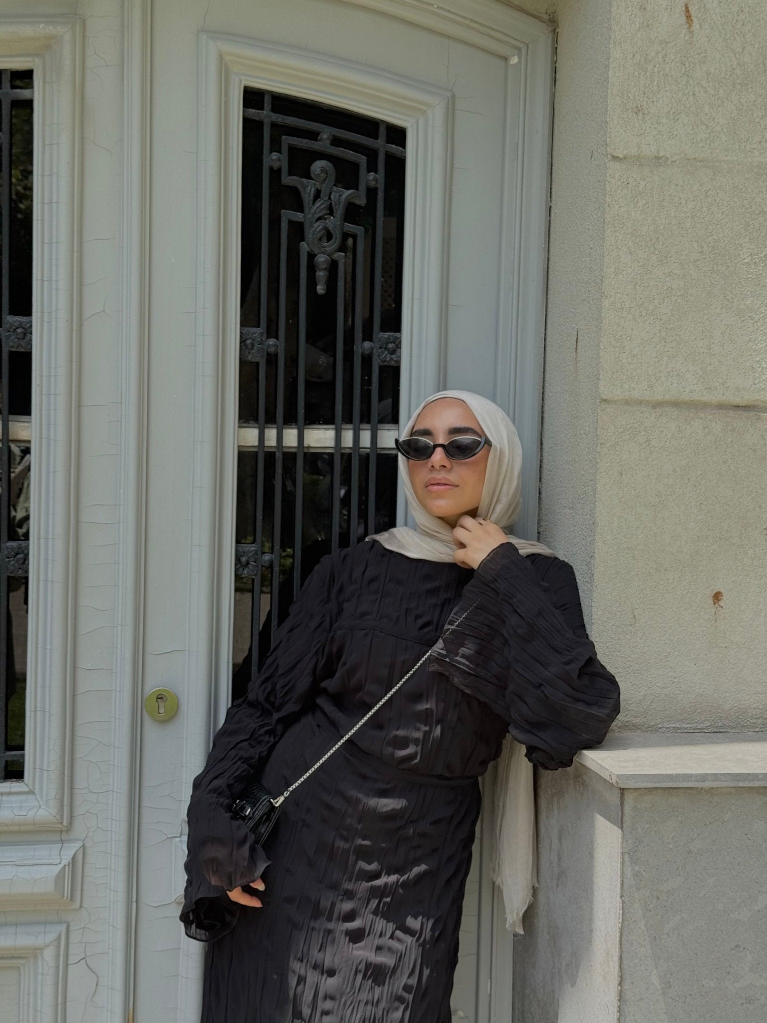 BLACK CRINKLED DRESS - Lillyscarfofficial