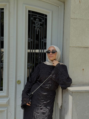 BLACK CRINKLED DRESS - Lillyscarfofficial