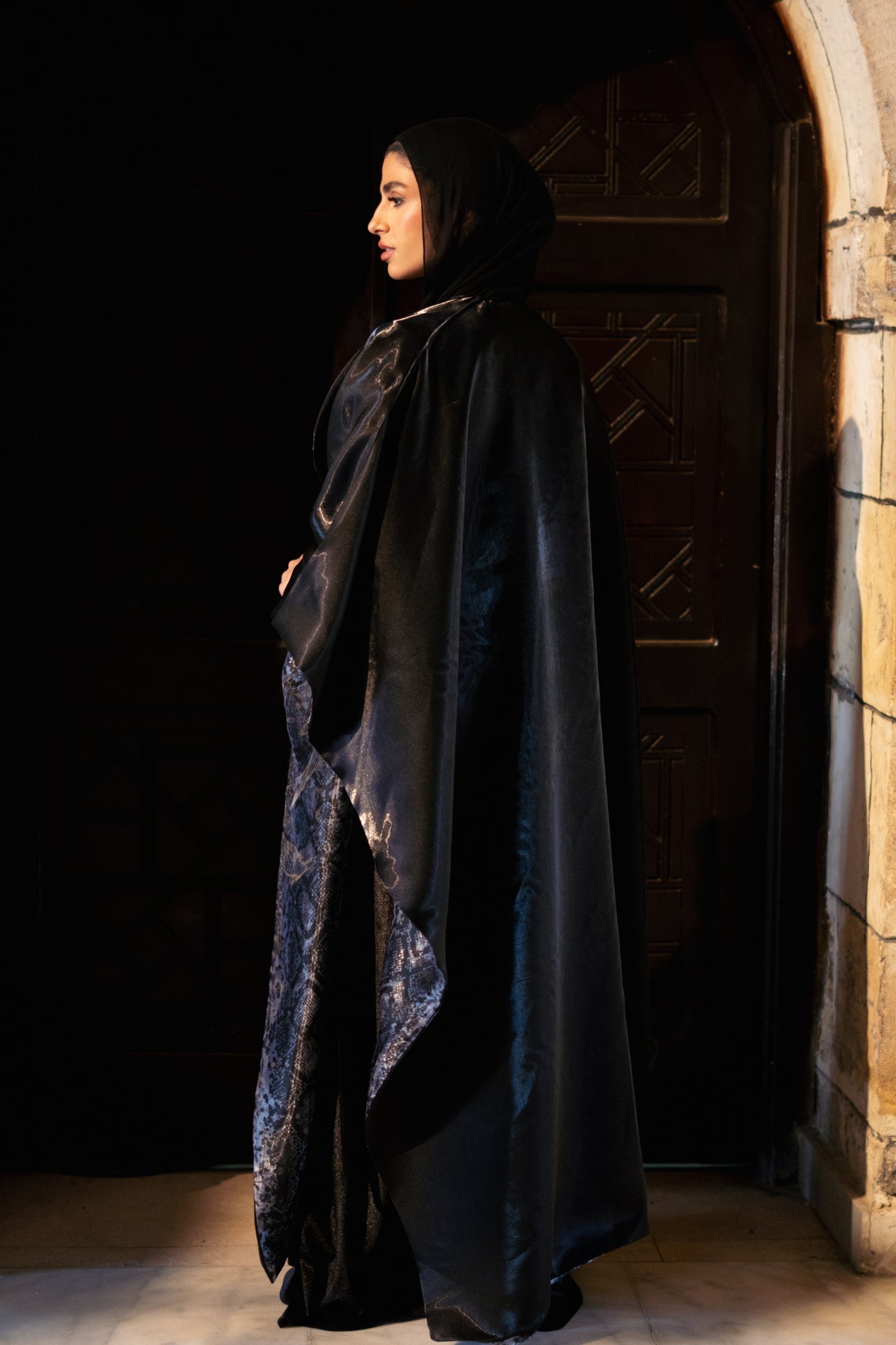 Black Glow Reversible Caftan - Lillyscarfofficial