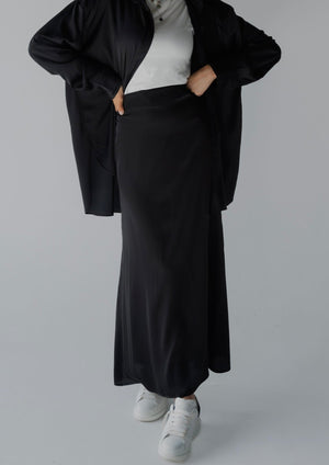 Black Satin Skirt - Lillyscarfofficial
