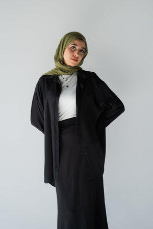 Black Satin Skirt - Lillyscarfofficial