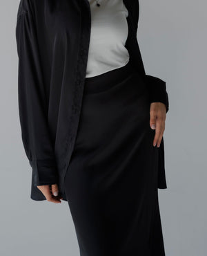 Black Satin Skirt - Lillyscarfofficial