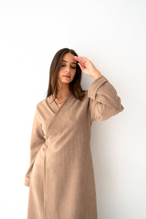 Café Latte Suede Dress - Lillyscarfofficial