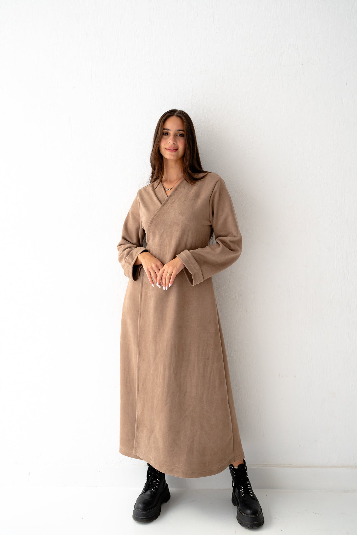Café Latte Suede Dress - Lillyscarfofficial