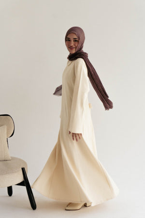 Cotton maxi dress in Beige - Lillyscarfofficial