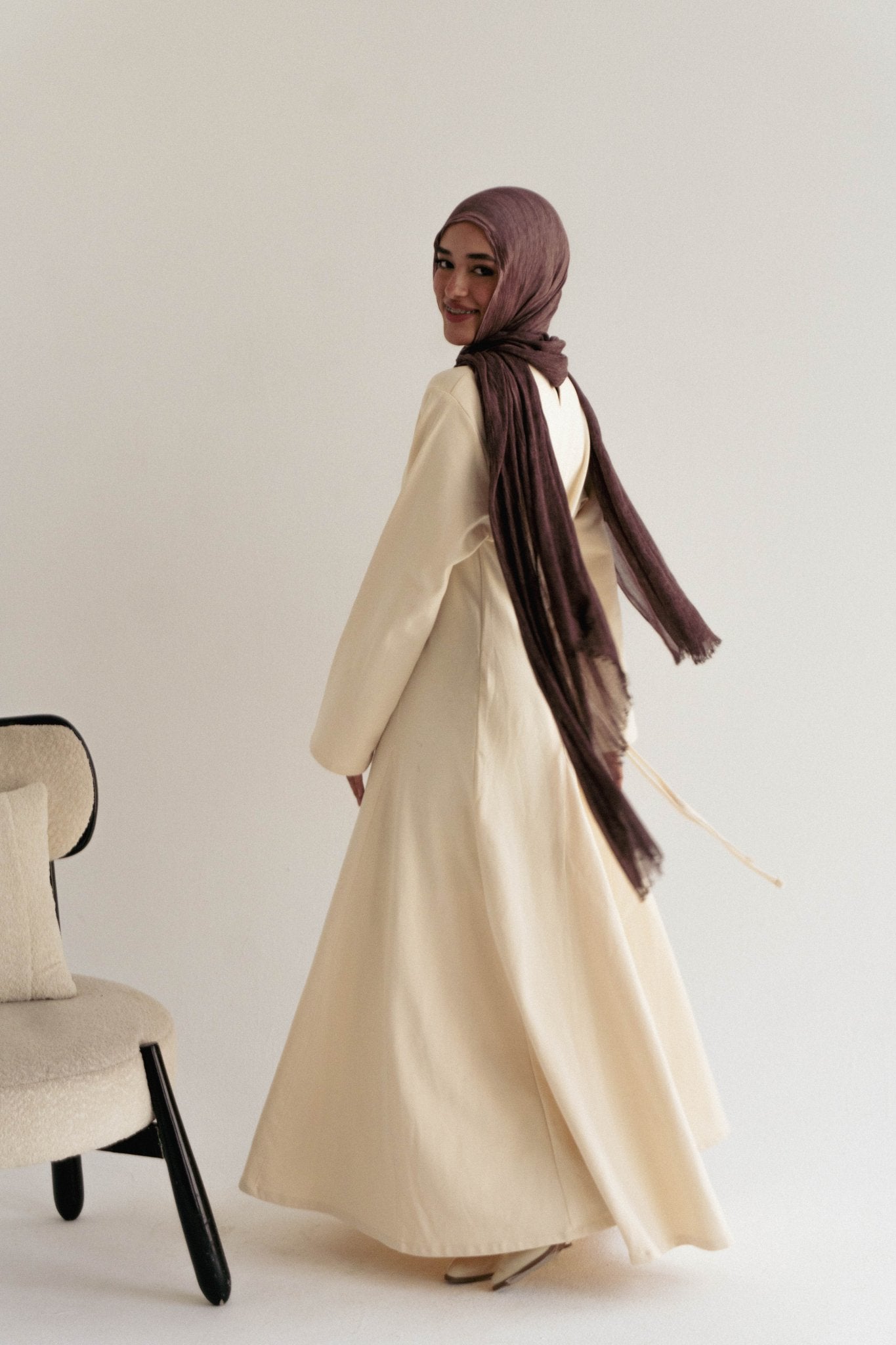 Cotton maxi dress in Beige - Lillyscarfofficial