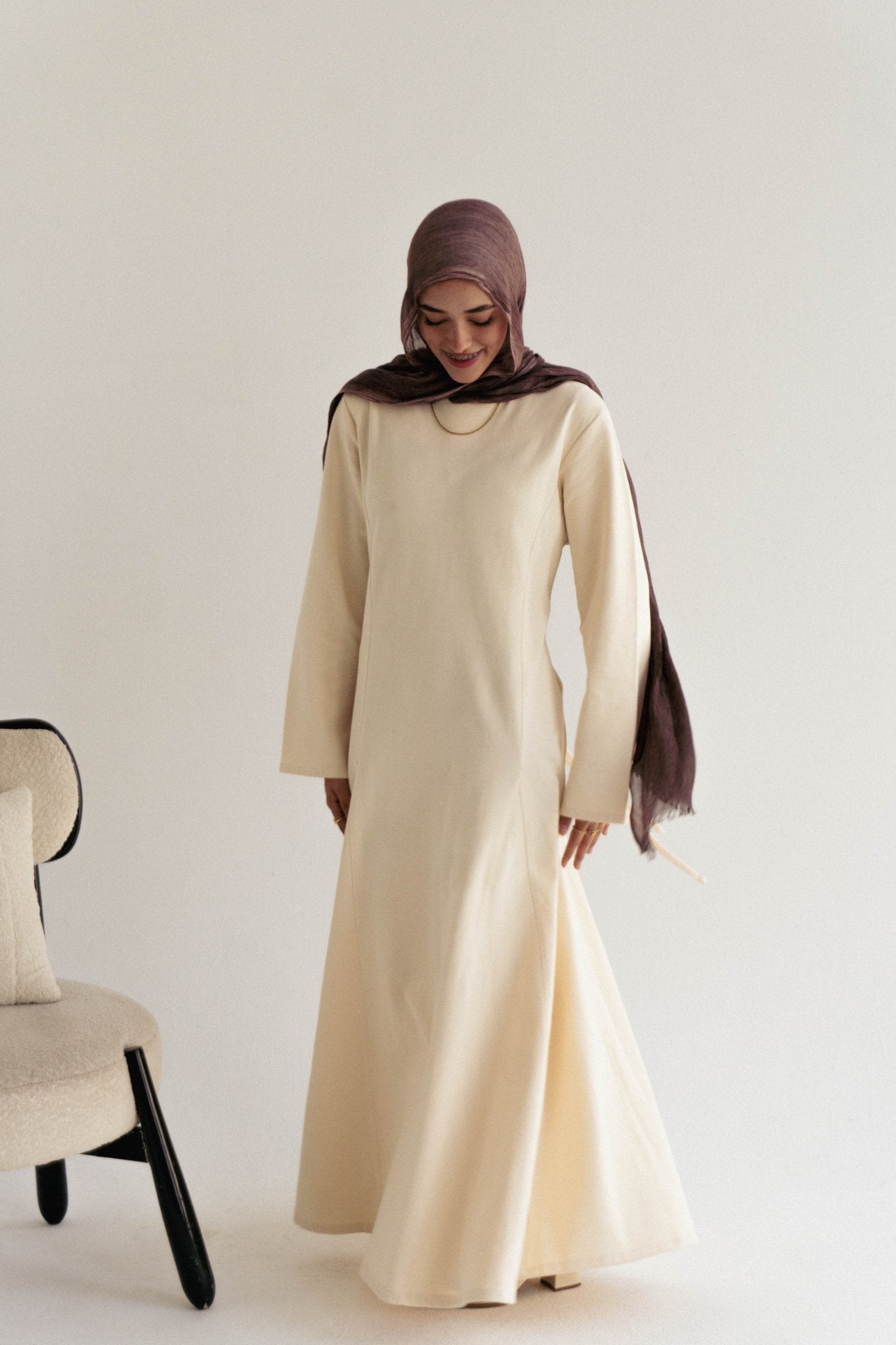 Cotton maxi dress in Beige - Lillyscarfofficial
