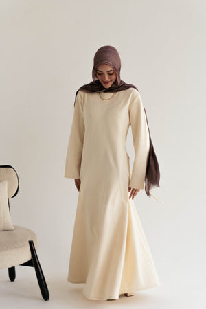 Cotton maxi dress in Beige - Lillyscarfofficial