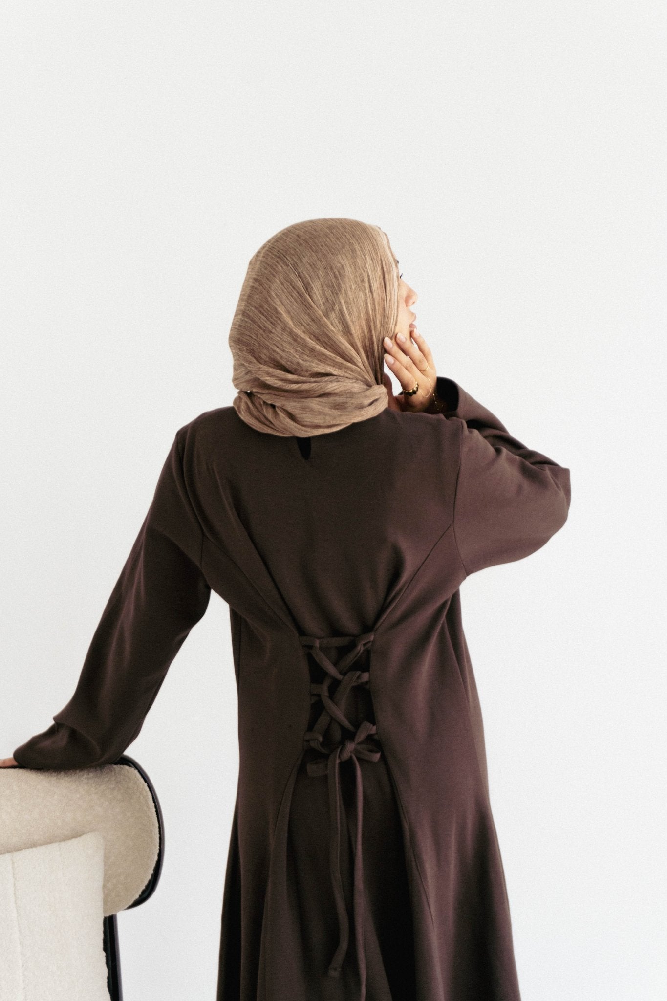 Cotton maxi dress in Brown - Lillyscarfofficial