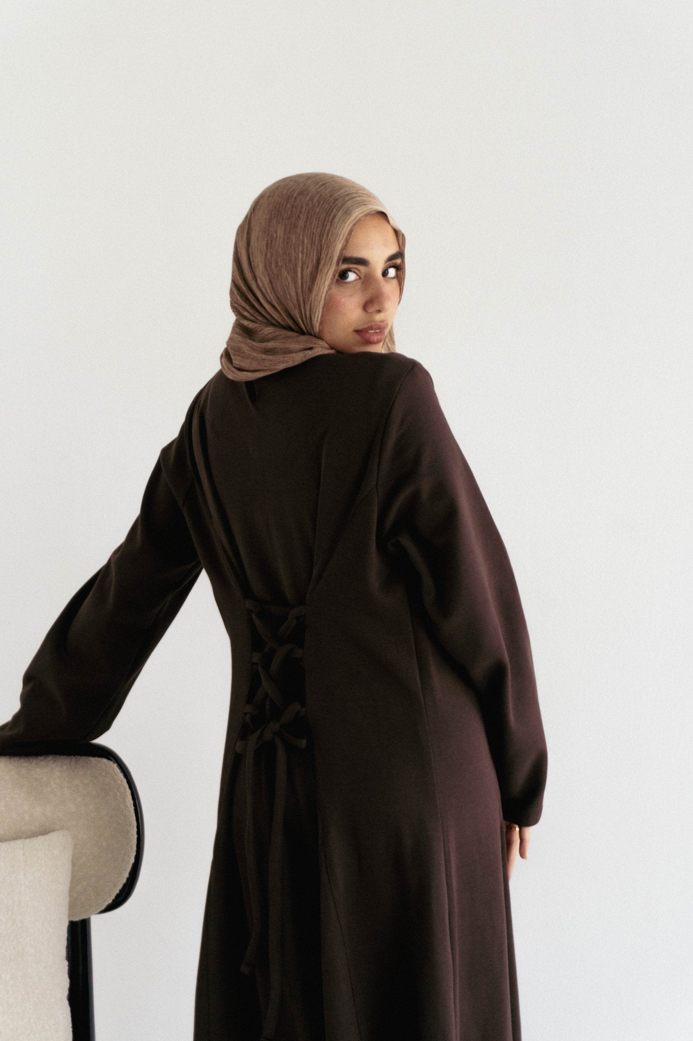Cotton maxi dress in Brown