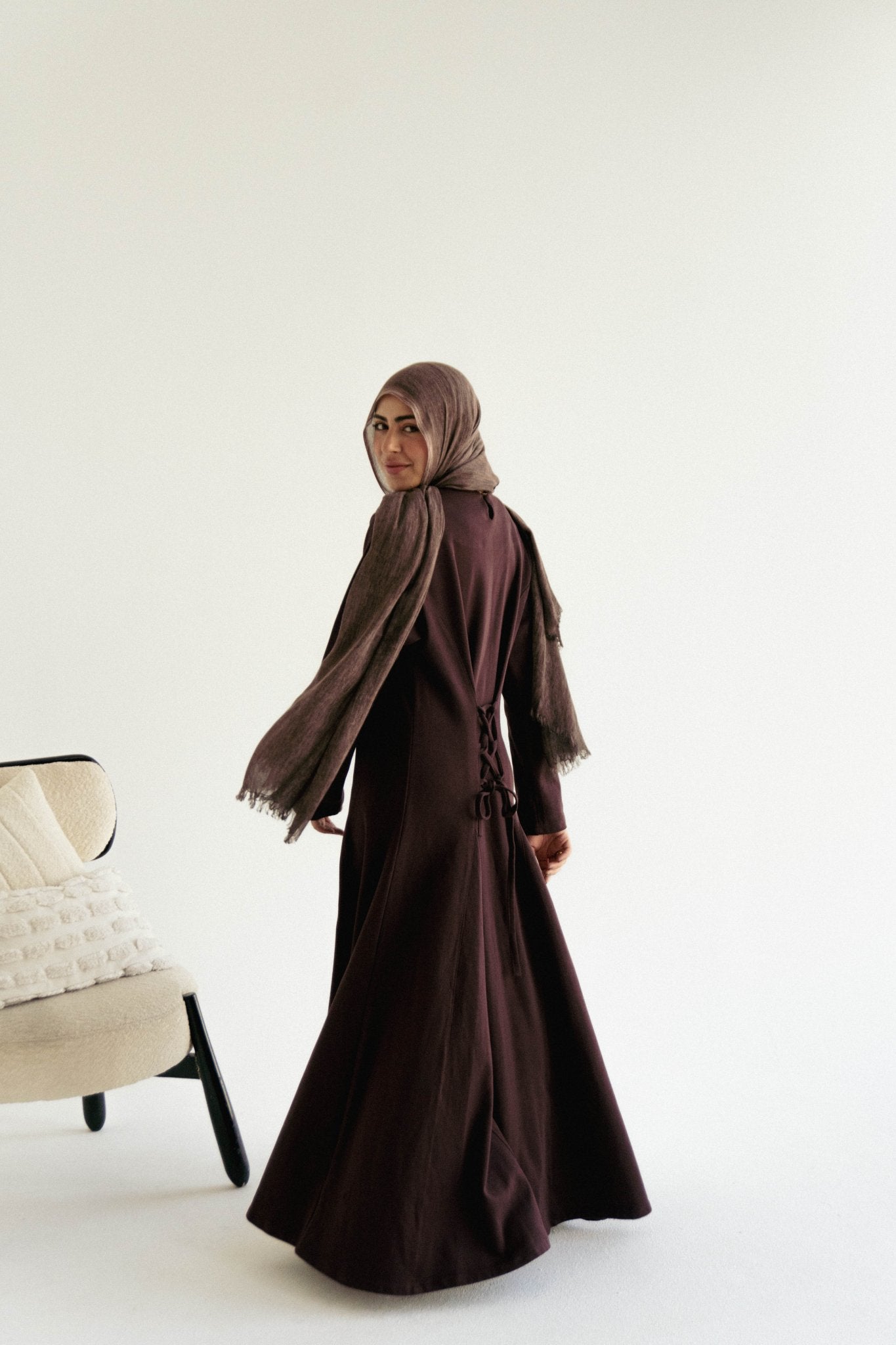 Cotton maxi dress in Wine - Lillyscarfofficial