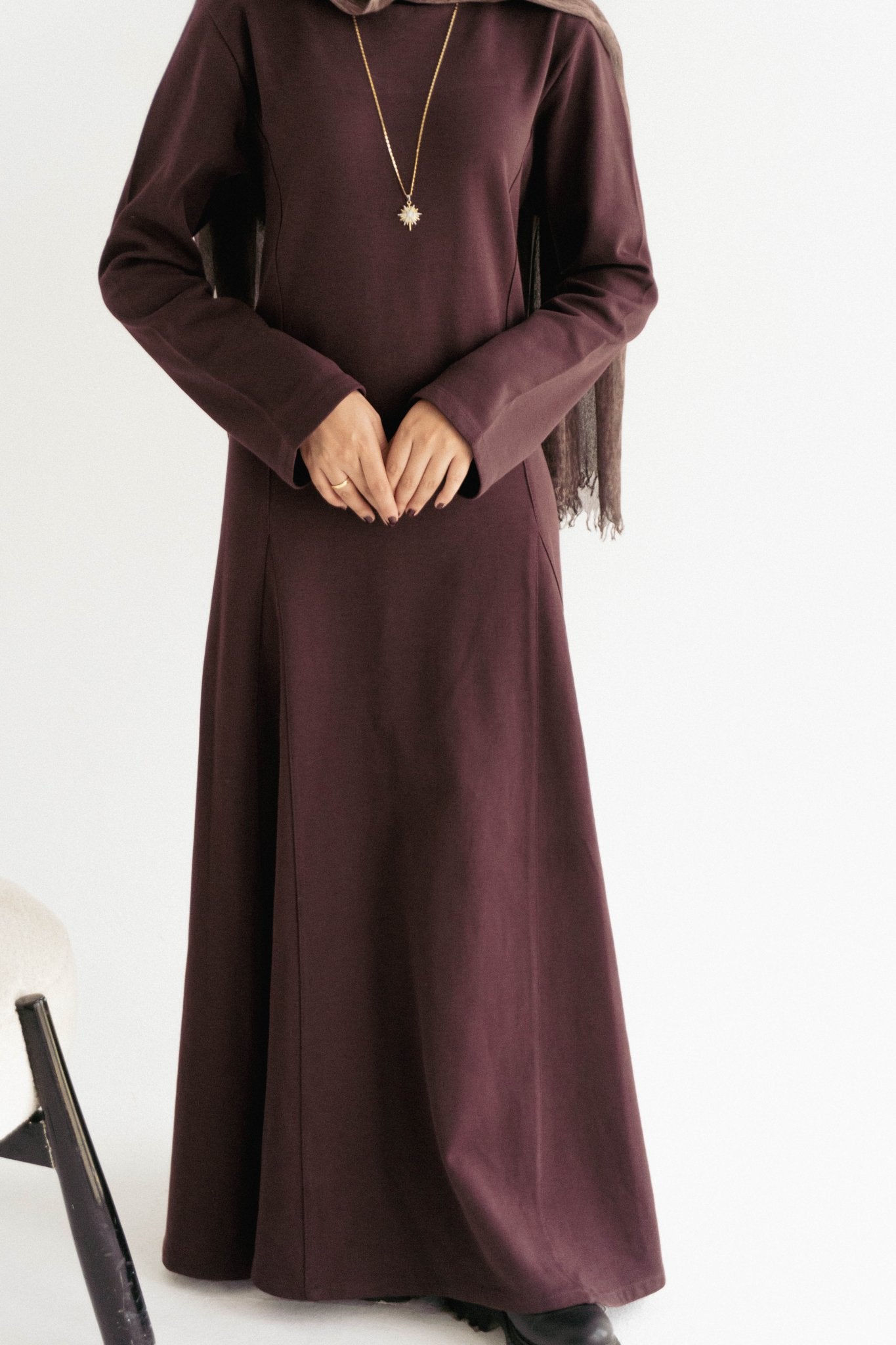 Cotton maxi dress in Wine - Lillyscarfofficial