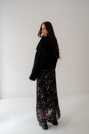 Daisy floral skirt in black - Lillyscarfofficial