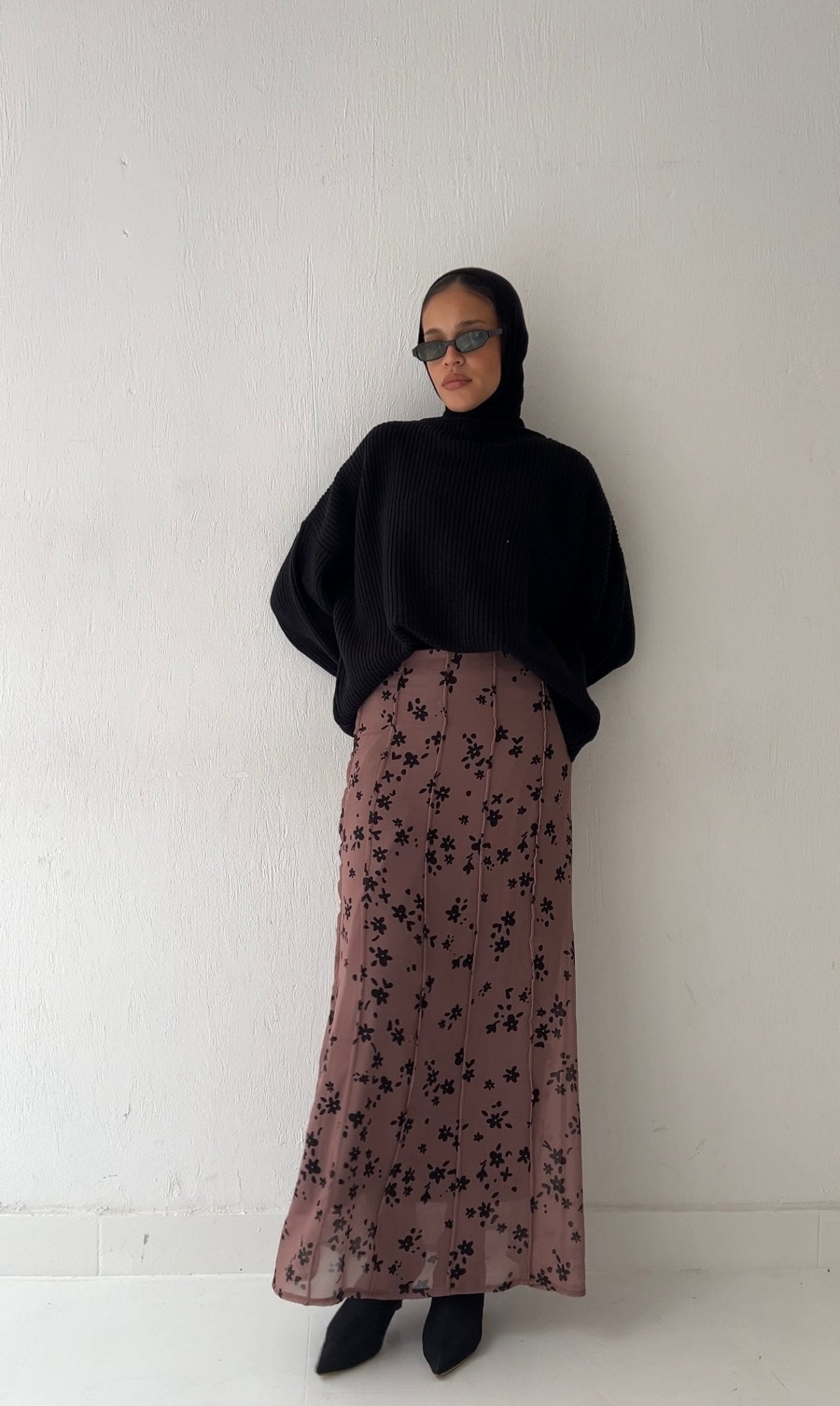 Daisy floral skirt in brown - Lillyscarfofficial