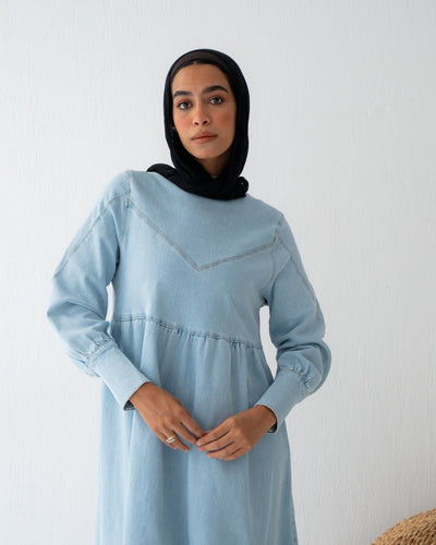 DENIM BALLOON DRESS - Lillyscarfofficial