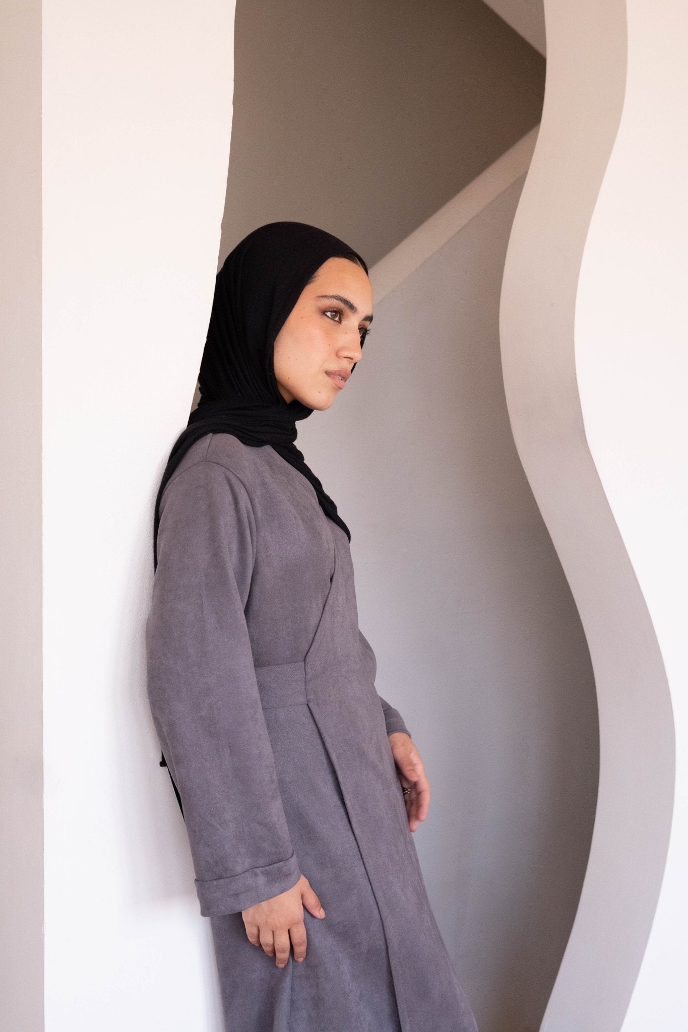 Gray Suede Dress - Lillyscarfofficial