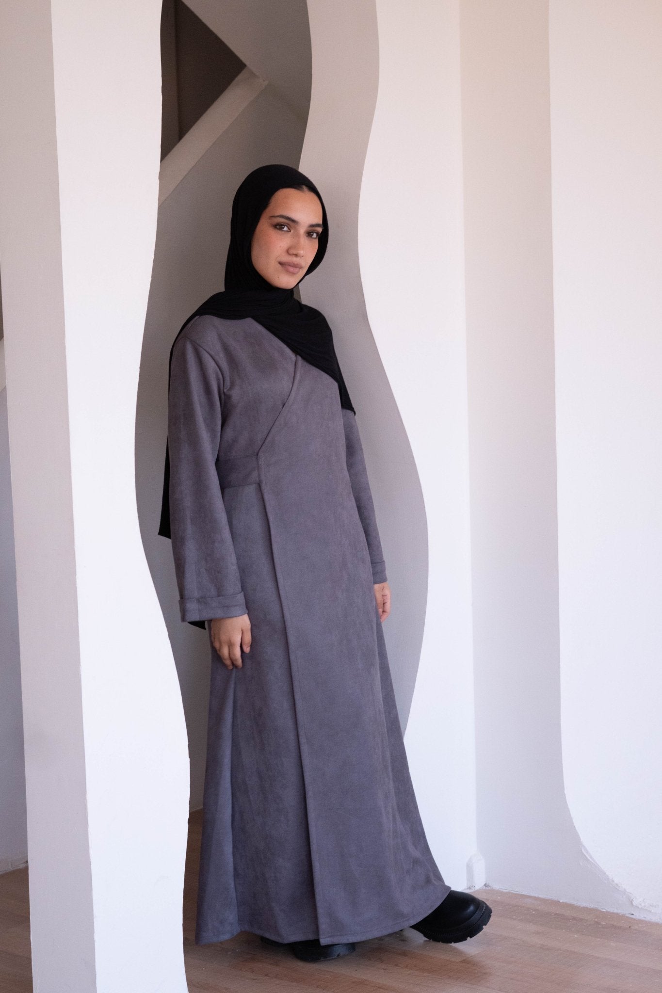 Gray Suede Dress - Lillyscarfofficial