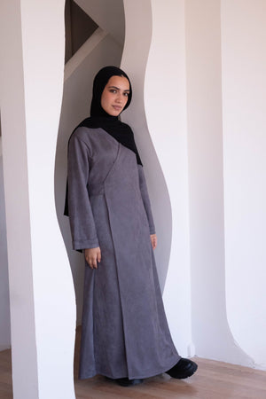 Gray Suede Dress - Lillyscarfofficial